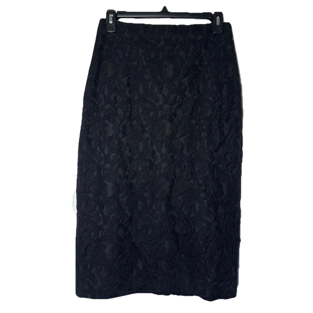 Talbots Womens Black Floral Lace Pencil Skirt Knee Length Office Career Size 2